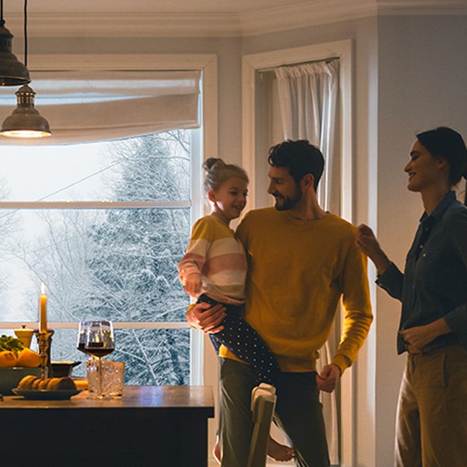 Enviro Power Family in a heated home during the winter with power